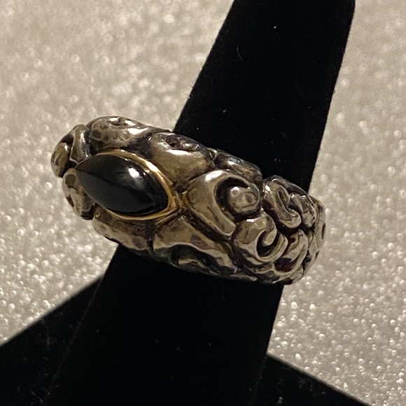 DIAN MALOUF Ring - Sterling Silver - 14K - Onyx - Size 7 - Picture 3 of 12